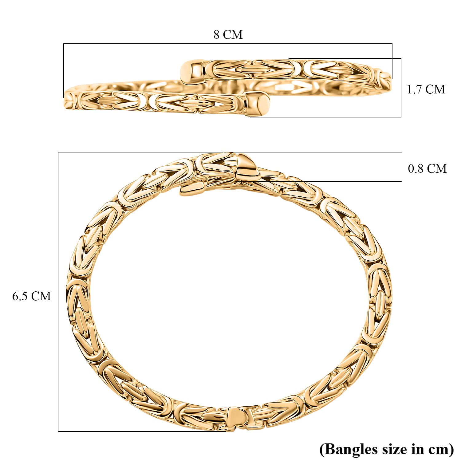 Ottoman Treasures 9K Yellow Gold Byzantine Bangle (Size 7.5 Adjustable), Gold Wt. 18.01 Gms.