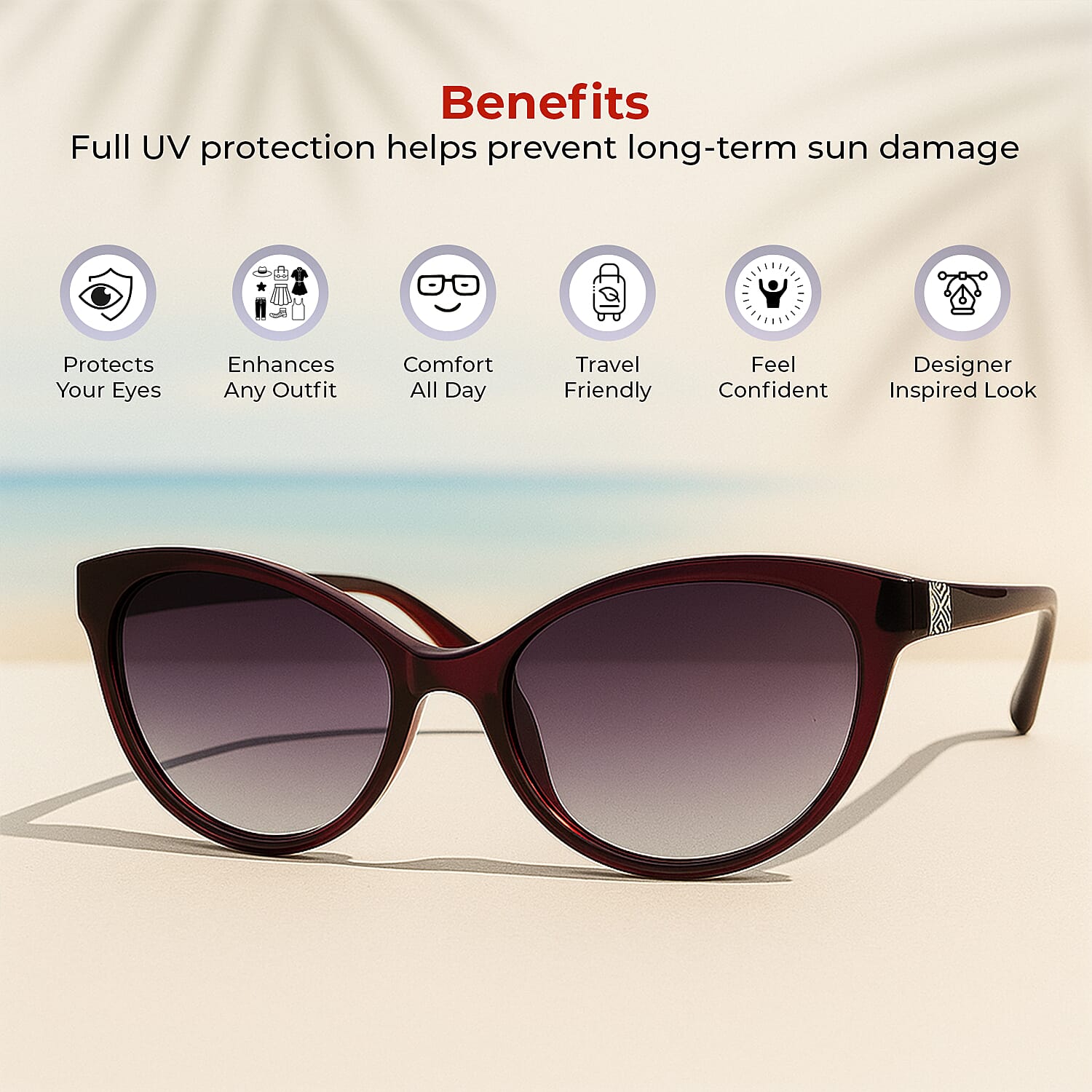 Catherine Denevue Sunglass - Burgundy