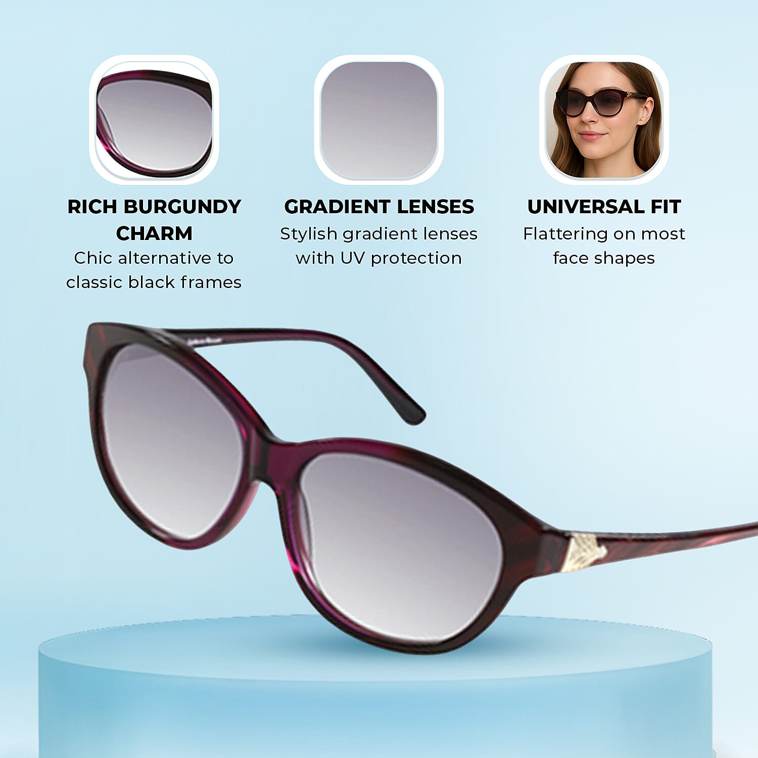 Catherine Denevue Sunglass - Burgundy