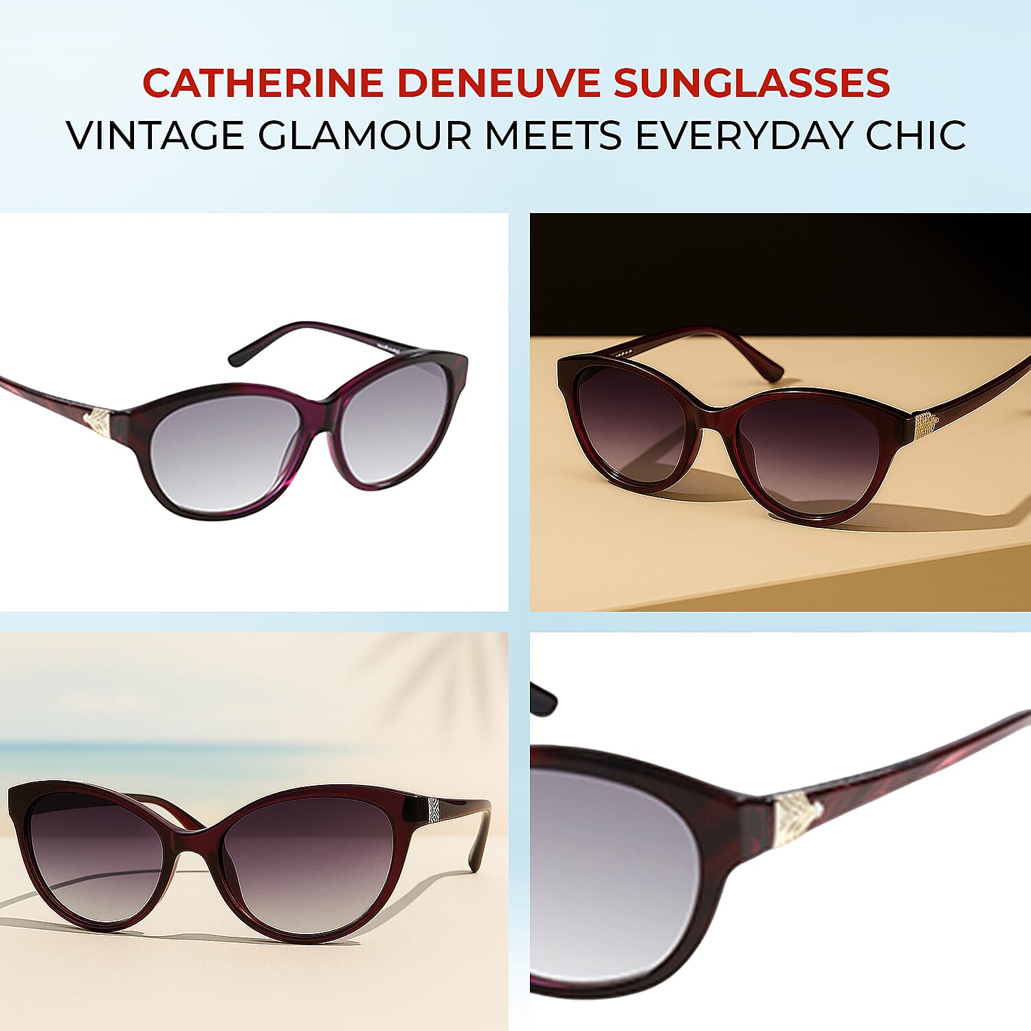 Catherine Denevue Sunglass - Burgundy