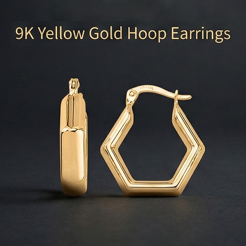 Ottoman Treasures 9K Yellow Gold Hoop Earring with Clasp