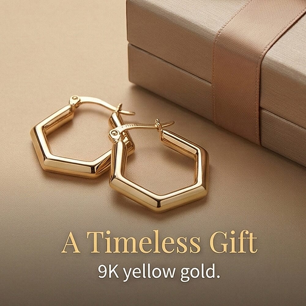 Ottoman Treasures 9K Yellow Gold Hoop Earring with Clasp