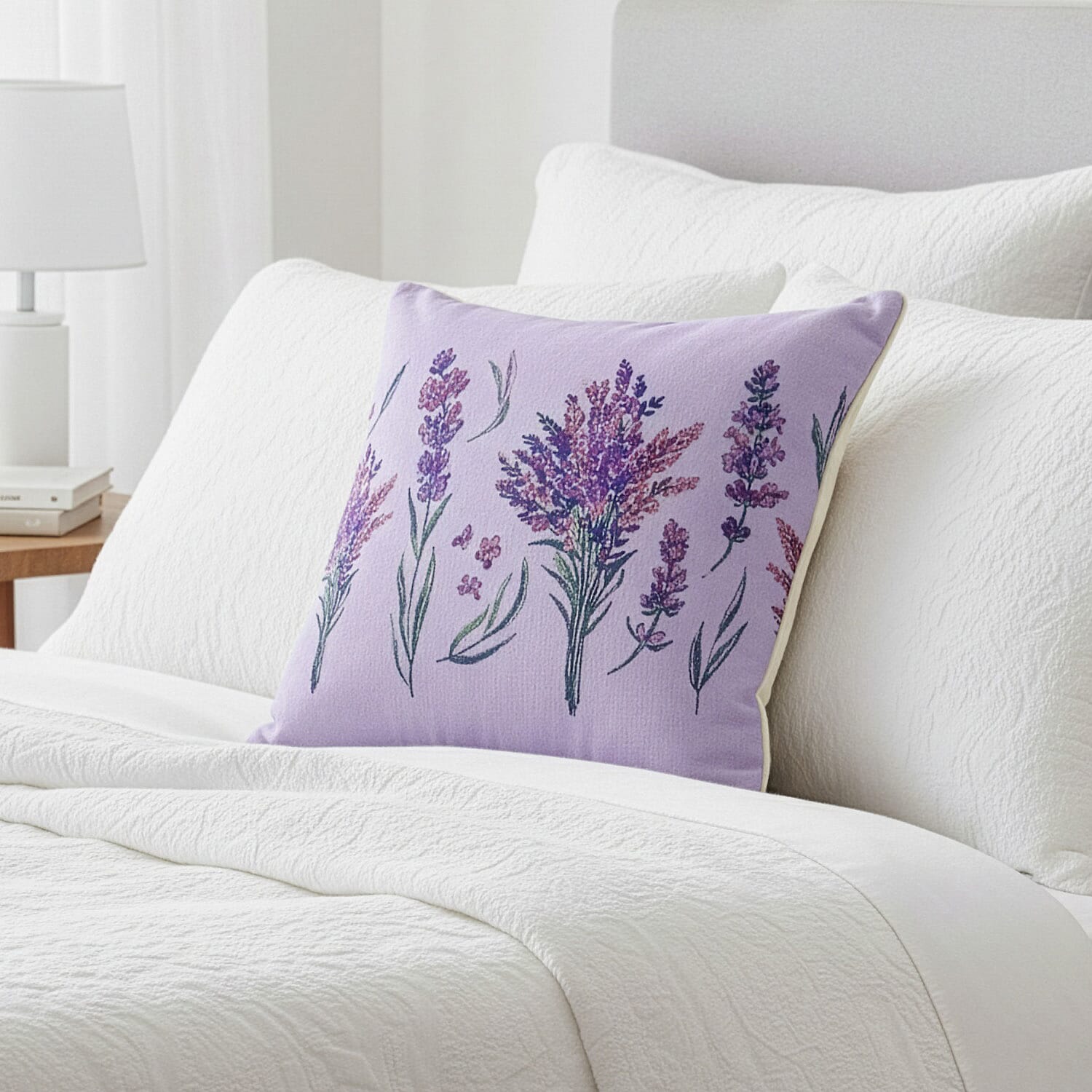Signare Tapestry Collection - Designer Inspired Lavender Bloom Cushion (Size 45x45cm)