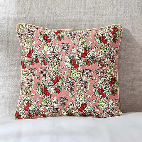Signare Tapestry Collection - Designer Inspired Wild Stawberry Garden Cushion (Size 45x45cm) - Peach