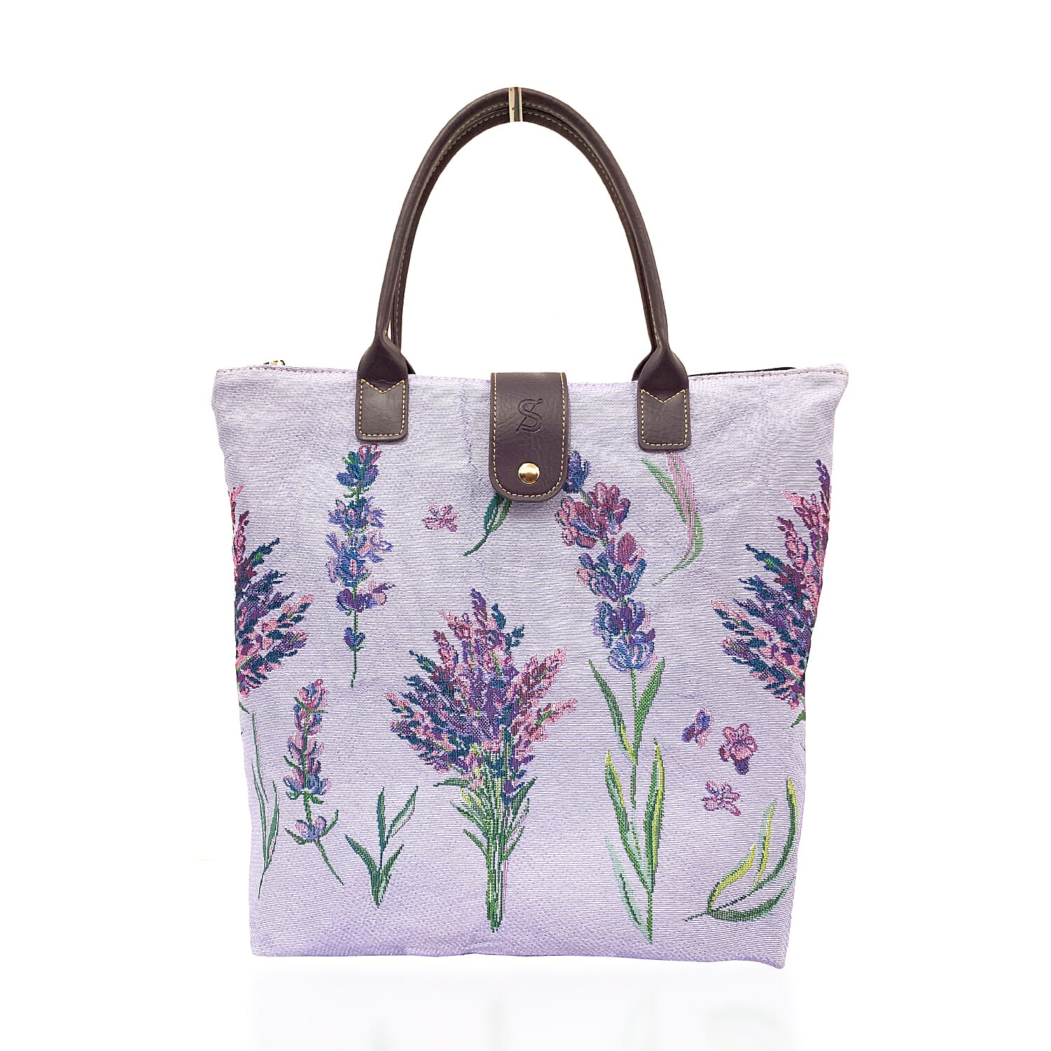 Signare Tapestry Collection - Designer Inspired Lavender Bloom Foldable Tote Bag