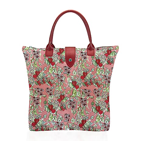 Signare Tapestry Collection - Designer Inspired Wild Stawberry Garden Foldable Tote Bag
