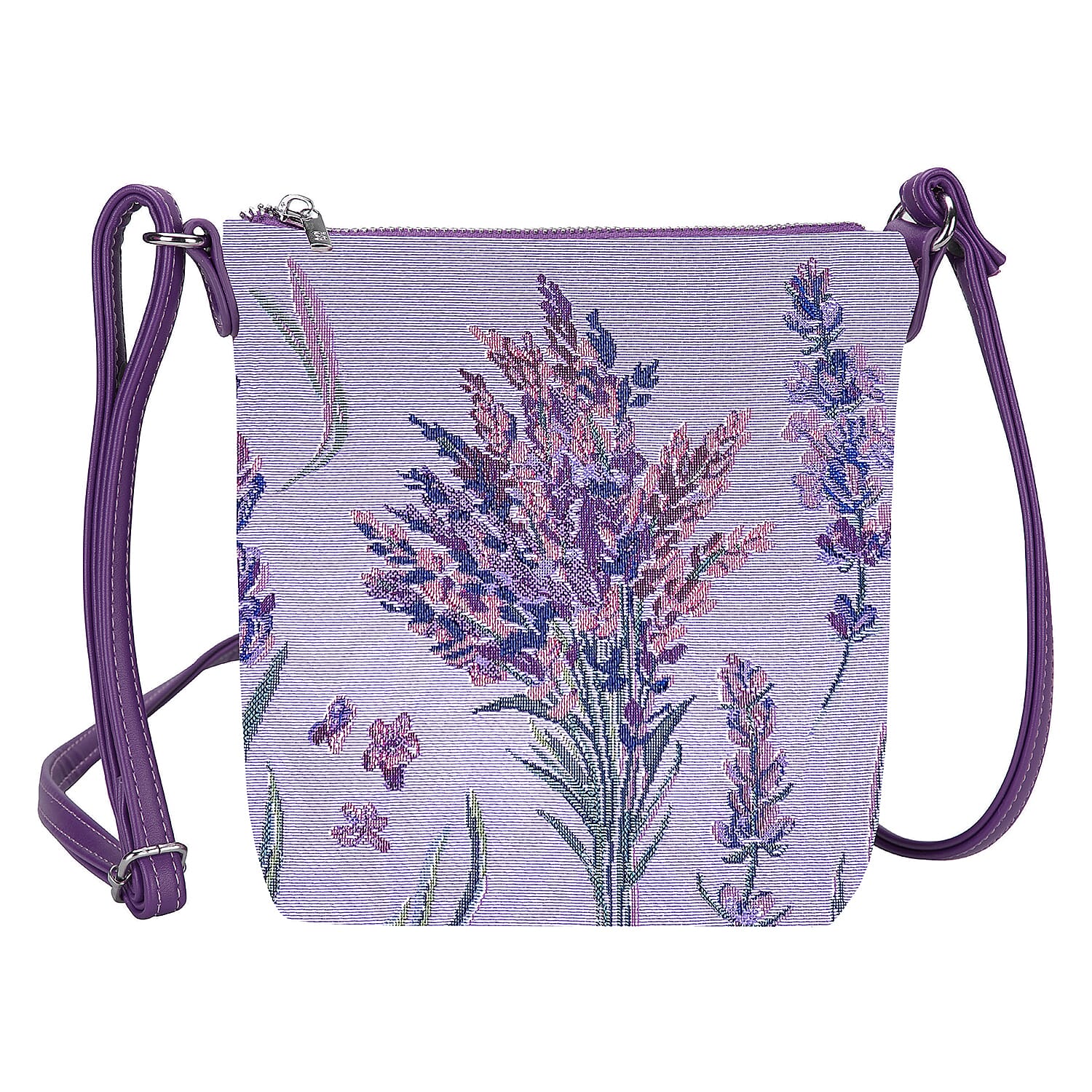 Signare Tapestry Collection - Chinoiserie Lavender Bloom Sling Bag & Zip Coin Purse