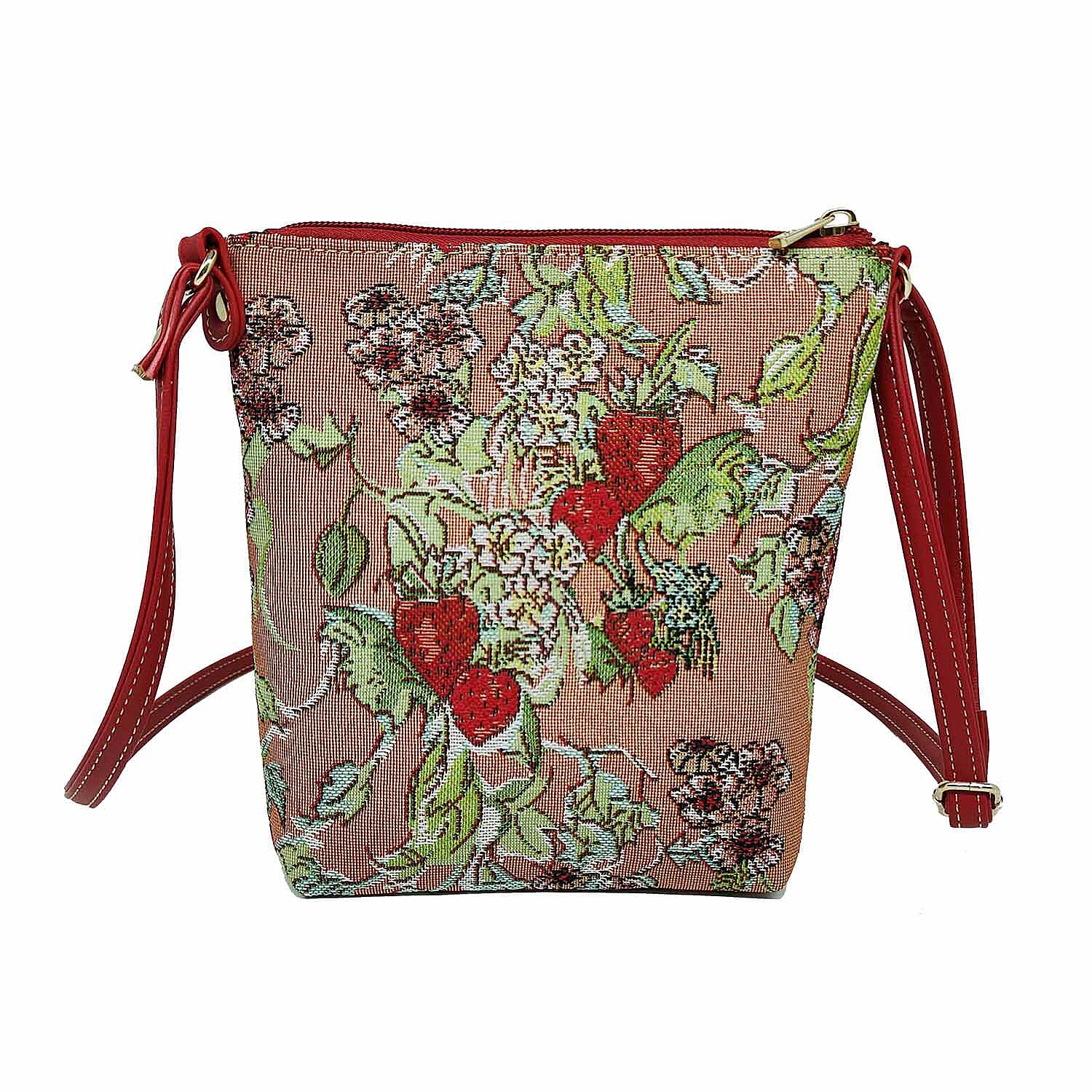 Signare Tapestry Collection - Designer Inspired Wild Strawberry Garden Sling Bag & Zip Coin Purse