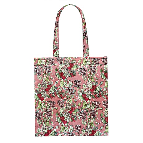 Signare Tapestry Collection - Designer Inspired Wild Strawberry Garden Flat Tote Bag