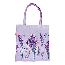 Signare Tapestry Collection - Designer Inspired Lavender Bloom Flat Tote Bag