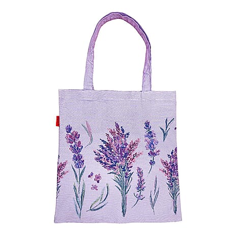 Signare Tapestry Collection - Designer Inspired Lavender Bloom Flat Tote Bag