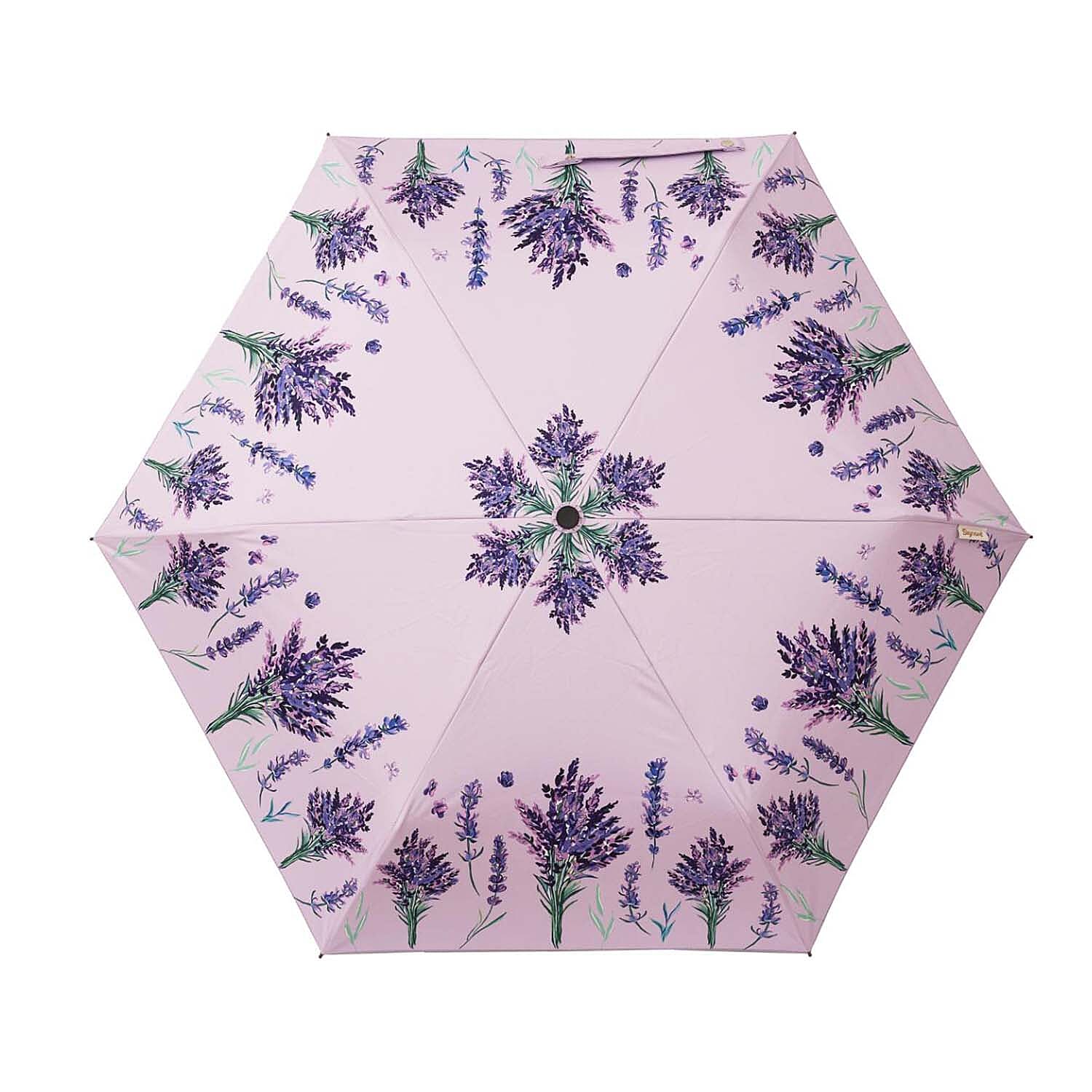 Signare Tapestry Collection - Designer Inspired Bloom Patterned Auto-Folding Umbrella - Lavender