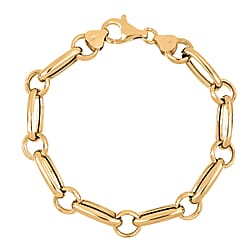 La Bella - Fine Italian Jewellery - Handmade 8MM Paper Clip Bracelet with Lobster Clasp in Yellow Gold Plated Sterling Silver 7.5 Inch