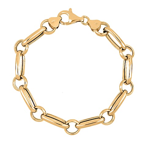 La Bella - Fine Italian Jewellery - Handmade Paper Clip Bracelet (Size - 7.5) with Lobster Clasp in Yellow Gold overlay