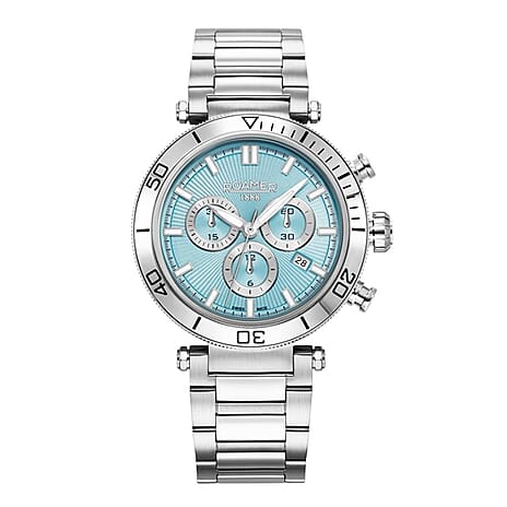 ROAMER Toscana Swiss Ronda-5030.D-A1C4 Movt. 5ATM WR Blue Dial Mens Watch with Silver Colour Stainless Steel Strap
