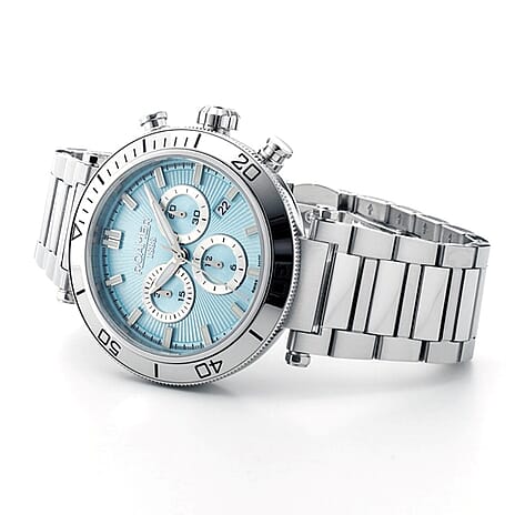 ROAMER Toscana Swiss Ronda-5030.D-A1C4 Movt. 5ATM WR Blue Dial Mens Watch with Silver Colour Stainless Steel Strap