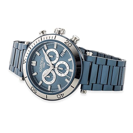 ROAMER Toscana Swiss Ronda-5030.D-A1C4 Movt. 5ATM WR Blue Dial Mens Watch with Blue Colour Stainless Steel Strap