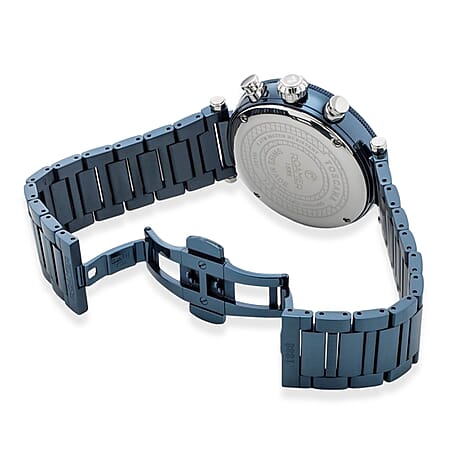 ROAMER Toscana Swiss Ronda-5030.D-A1C4 Movt. 5ATM WR Blue Dial Mens Watch with Blue Colour Stainless Steel Strap