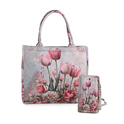 2 Piece Set - Leopard Pattern Tote Bag and Crossbody Bag