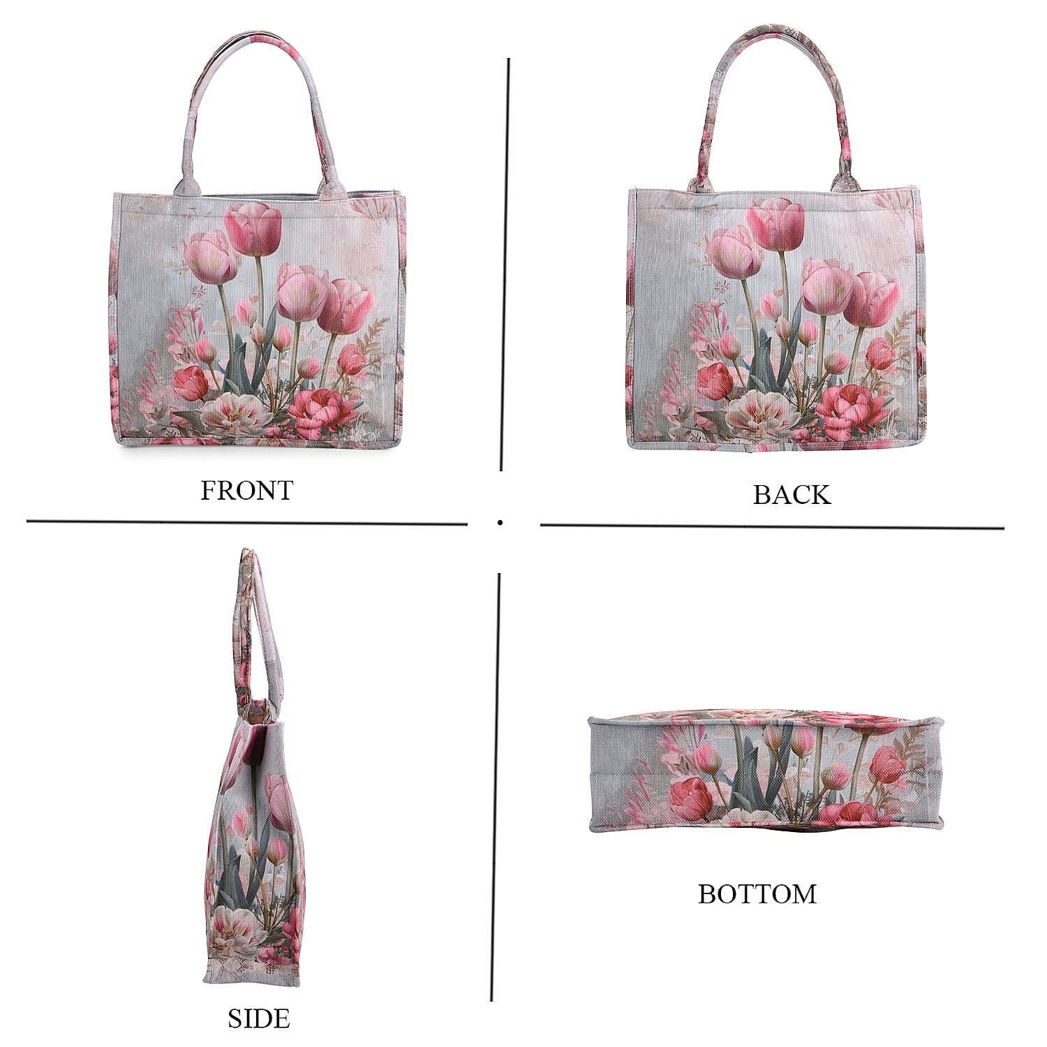 2 Piece Set - Flower Pattern Tote Bag and Crossbody Bag