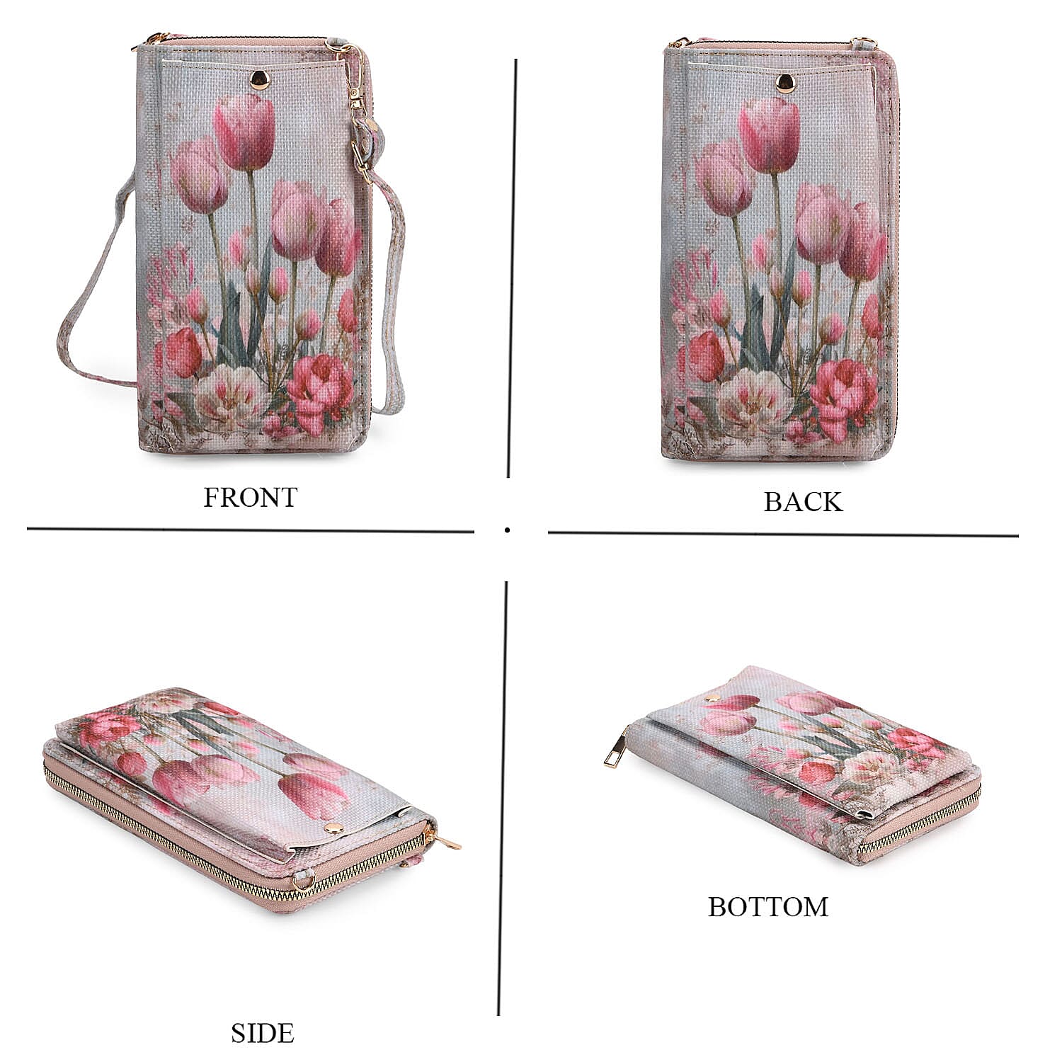 2 Piece Set - Flower Pattern Tote Bag and Crossbody Bag