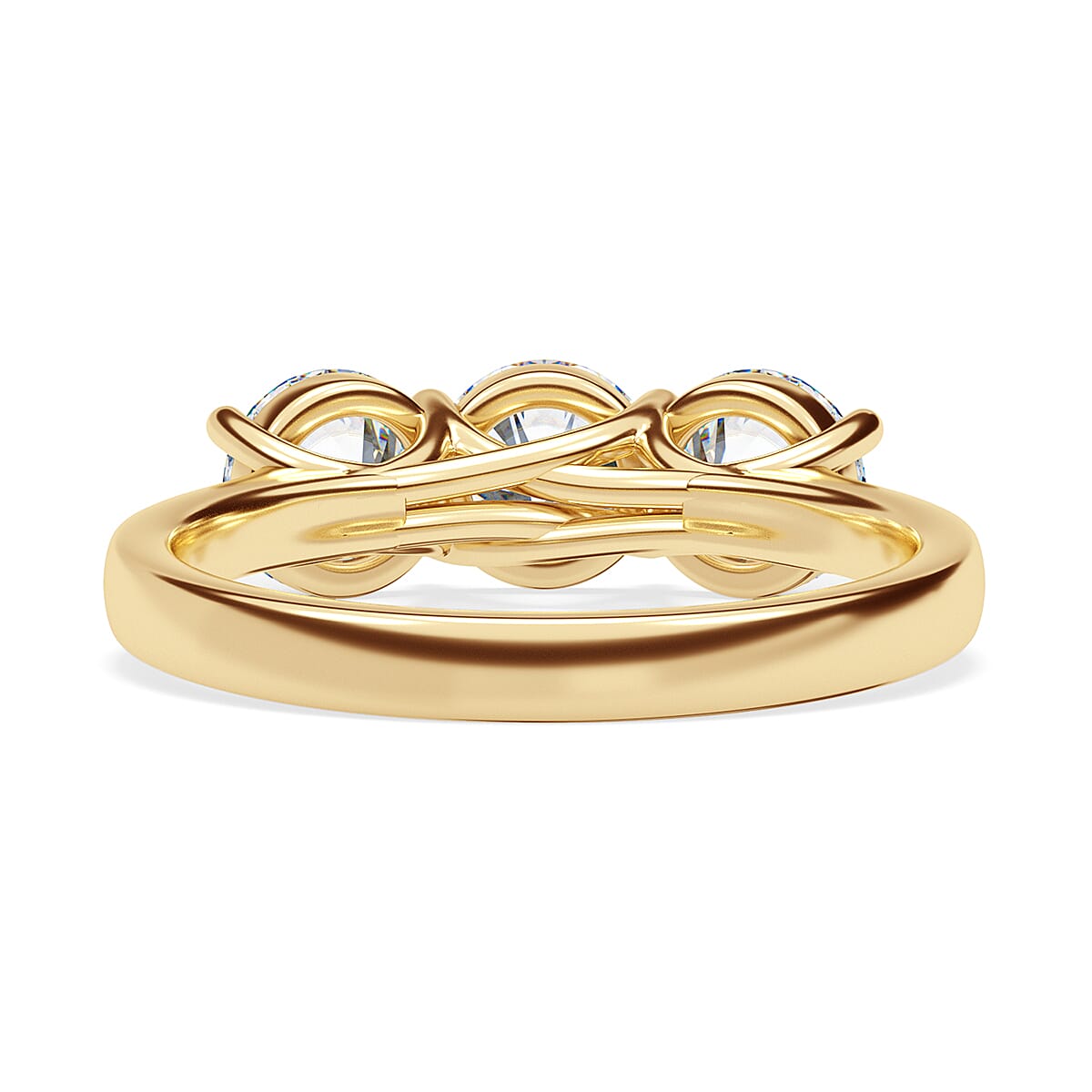 9K Yellow Gold Moissanite 3 Stone Ring 2.52 Ct, Gold Wt. 2.75 Gms.