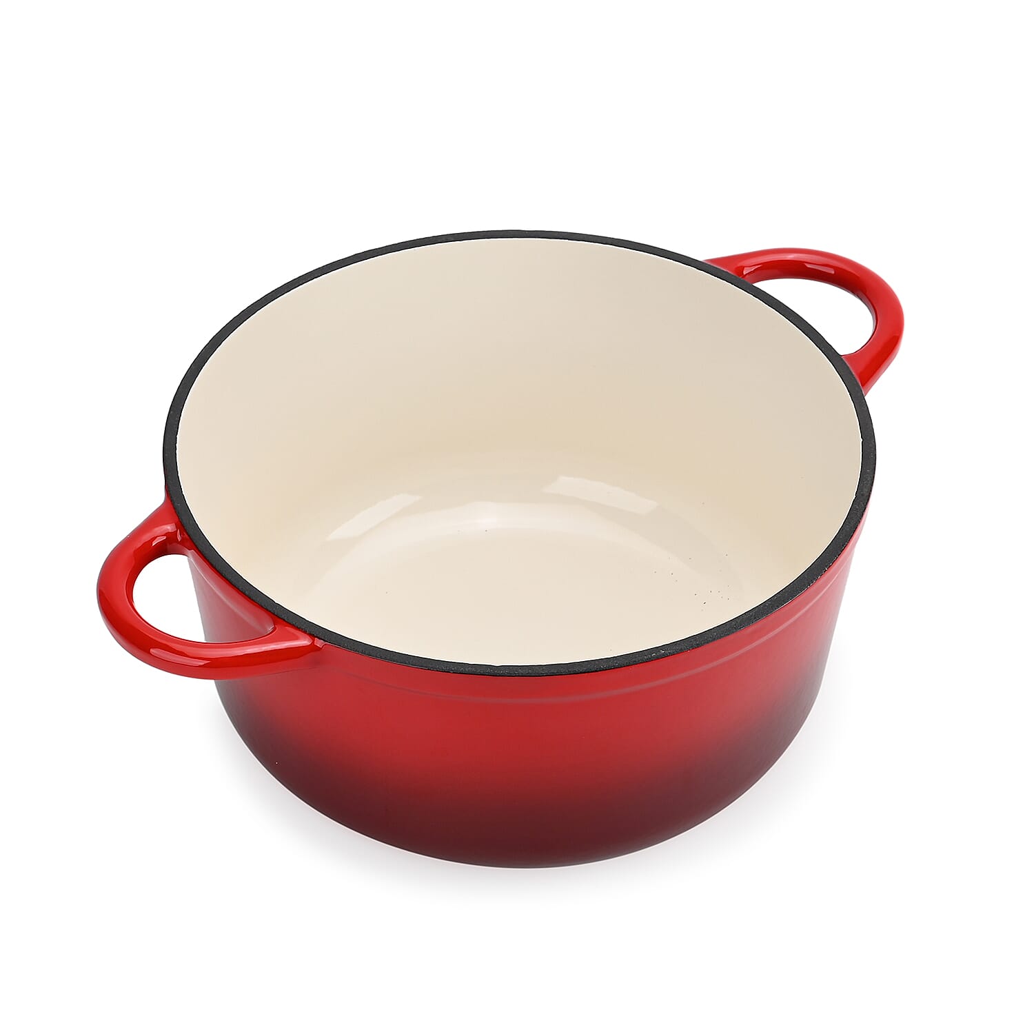 Cast Iron Pot with Lid - 4L Capacity (24x32x10.7cm) - Red