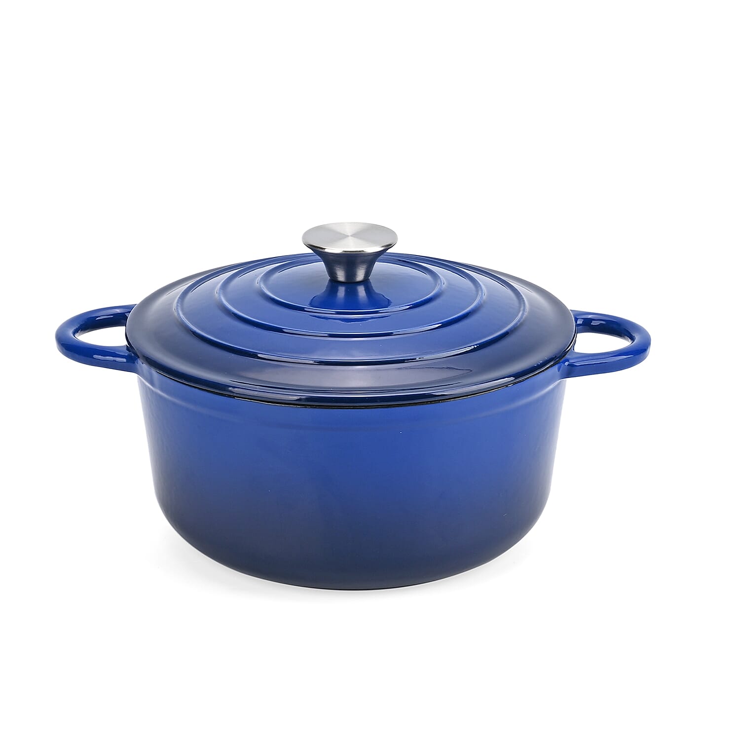 Cast Iron Pot with Lid - 4L Capacity (24x32x10.7cm) - Dark Blue