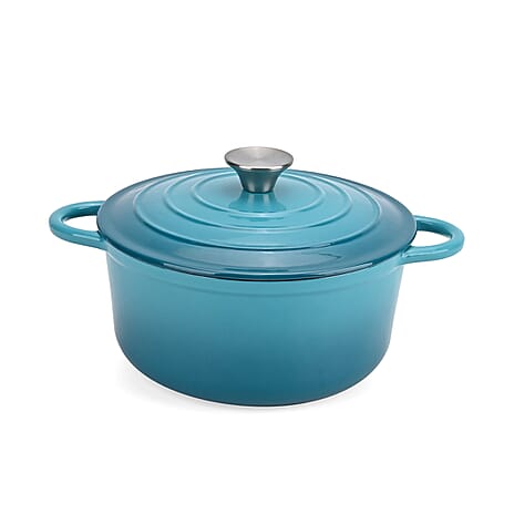 Cast Iron Pot with Lid - 4L Capacity (24x32x10.7cm) - Light Blue