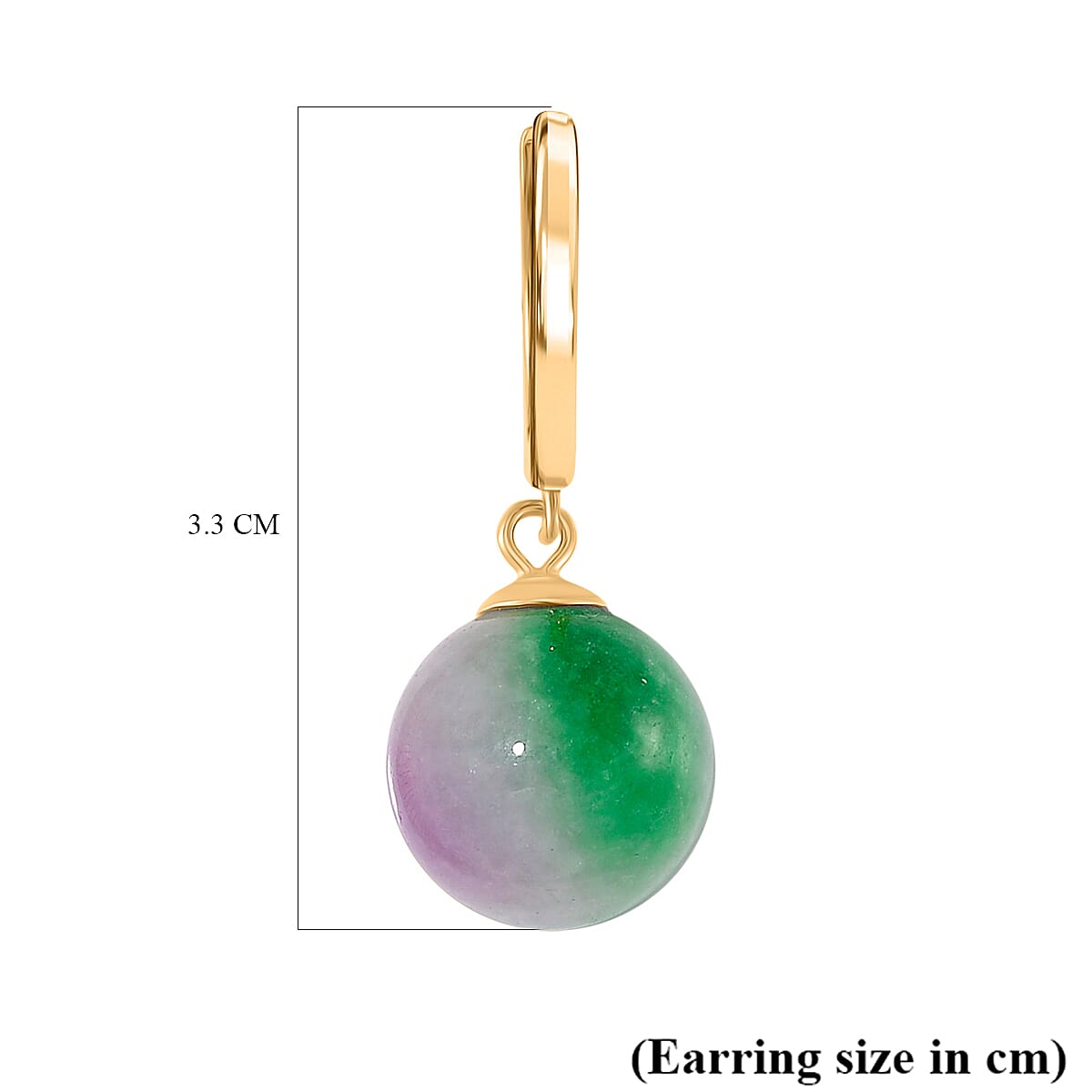Multi Colour Jade Earring with Clasp in Gold Overlay Sterling Silver 28.00 Ct. Multi Colour Jade Earring with Clasp in Gold Overlay Sterling Silver 28.00 Ct.