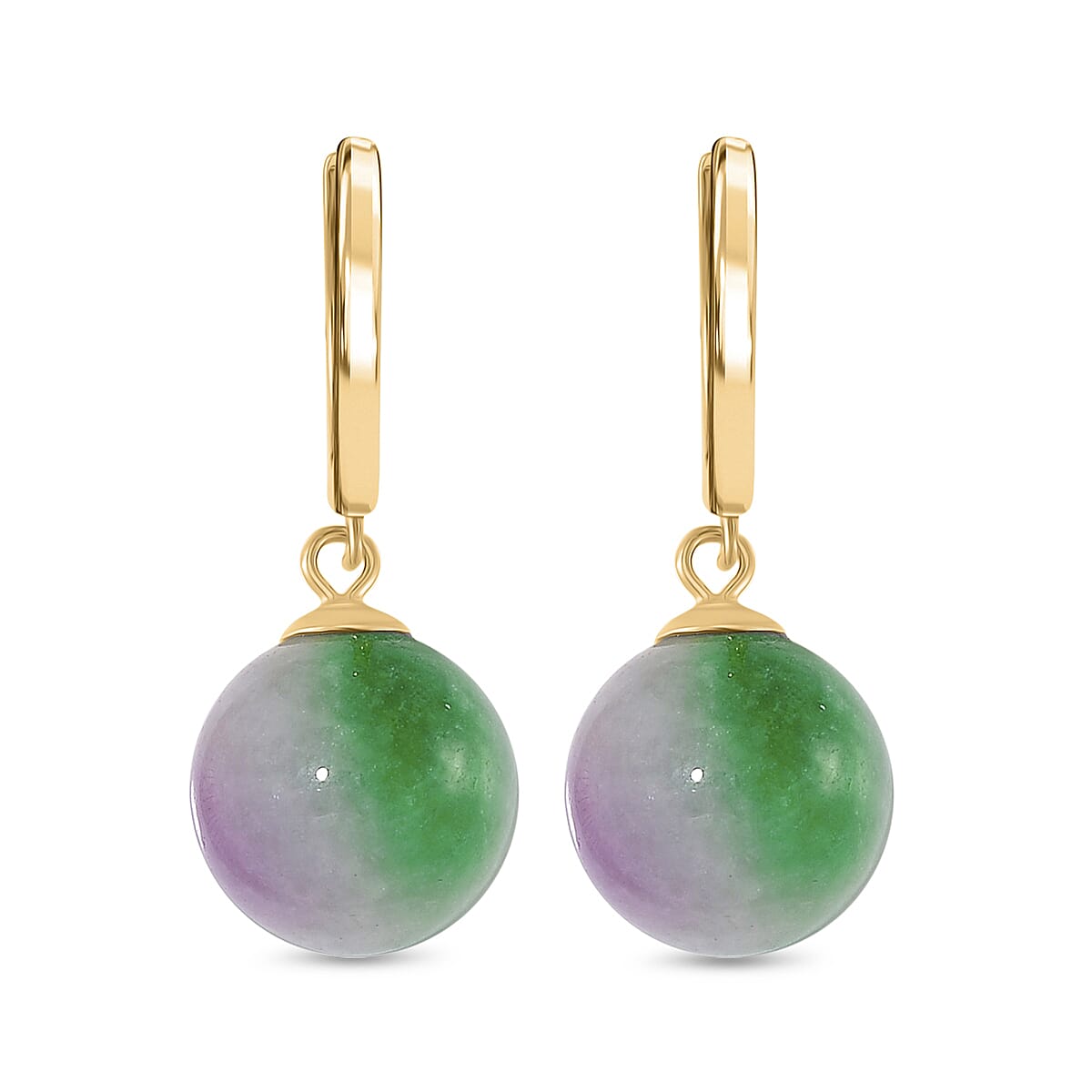 Multi Colour Jade Earring with Clasp in Gold Overlay Sterling Silver 28.00 Ct. Multi Colour Jade Earring with Clasp in Gold Overlay Sterling Silver 28.00 Ct.