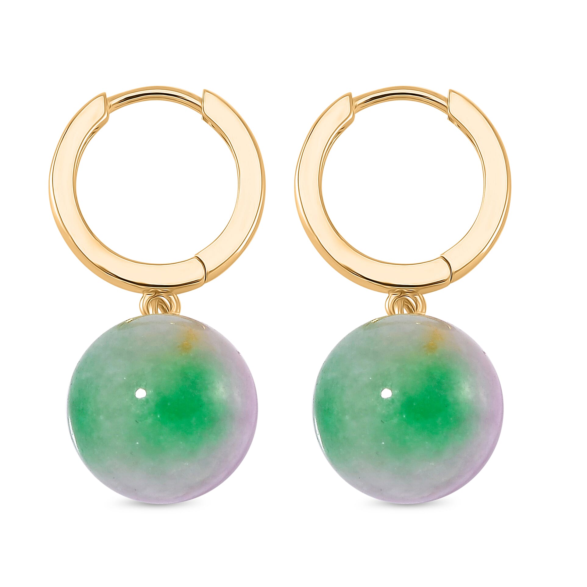 Multi Colour Jade Earring with Clasp in Gold Overlay Sterling Silver 28.00 Ct. Multi Colour Jade Earring with Clasp in Gold Overlay Sterling Silver 28.00 Ct.