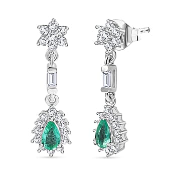 https://tjcuk.sirv.com/Products/81/0/8104567/Emerald-White-Zircon-Dangling-Earring-in-Rhodium-OverlaySterling-Silve_8104567.jpg?w=342&h=342