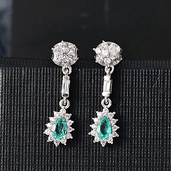 https://tjcuk.sirv.com/Products/81/0/8104567/Emerald-White-Zircon-Dangling-Earring-in-Rhodium-OverlaySterling-Silve_8104567_1.jpg?w=342&h=342