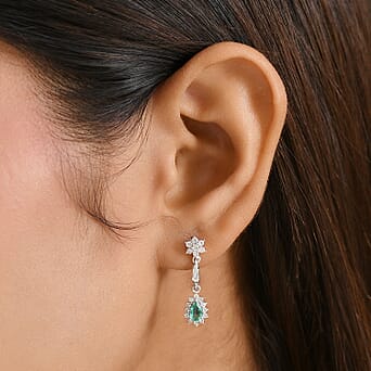 https://tjcuk.sirv.com/Products/81/0/8104567/Emerald-White-Zircon-Dangling-Earring-in-Rhodium-OverlaySterling-Silve_8104567_2.jpg?w=342&h=342