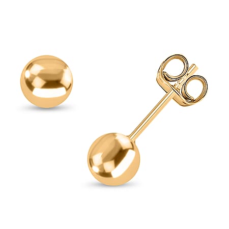 9K Gold Stud Earrings with Push Back Clasp Polished, 0.28 Gms