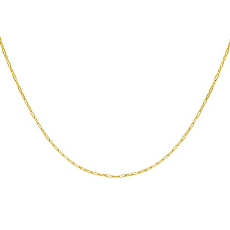9K Yellow Gold 2.3 MM Paperclip Chain with Spring Ring Clasp 30 Inch Polished