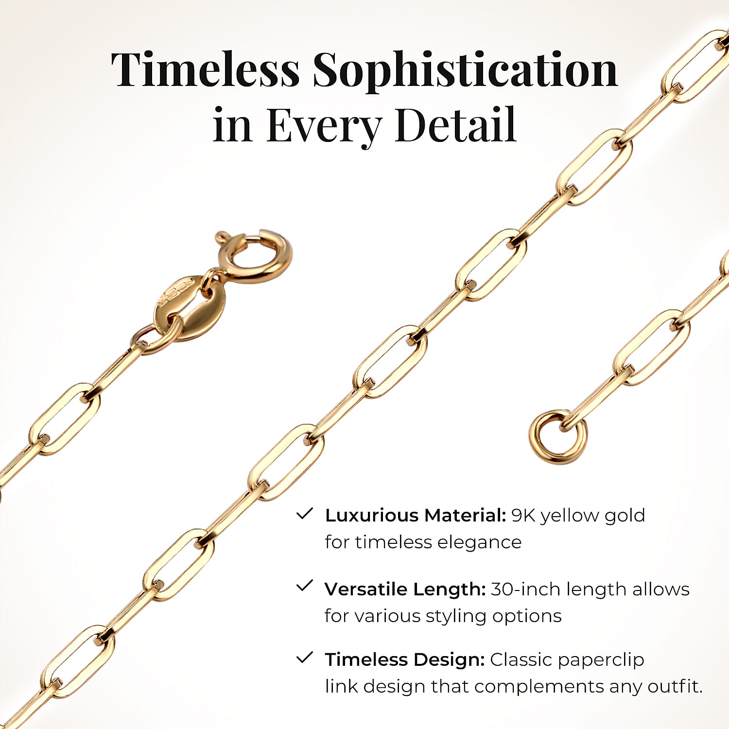 9K Yellow Gold Chain (Size - 30), Gold Wt.3 Gms 9K Yellow Gold Chain (Size - 30), Gold Wt.3 Gms