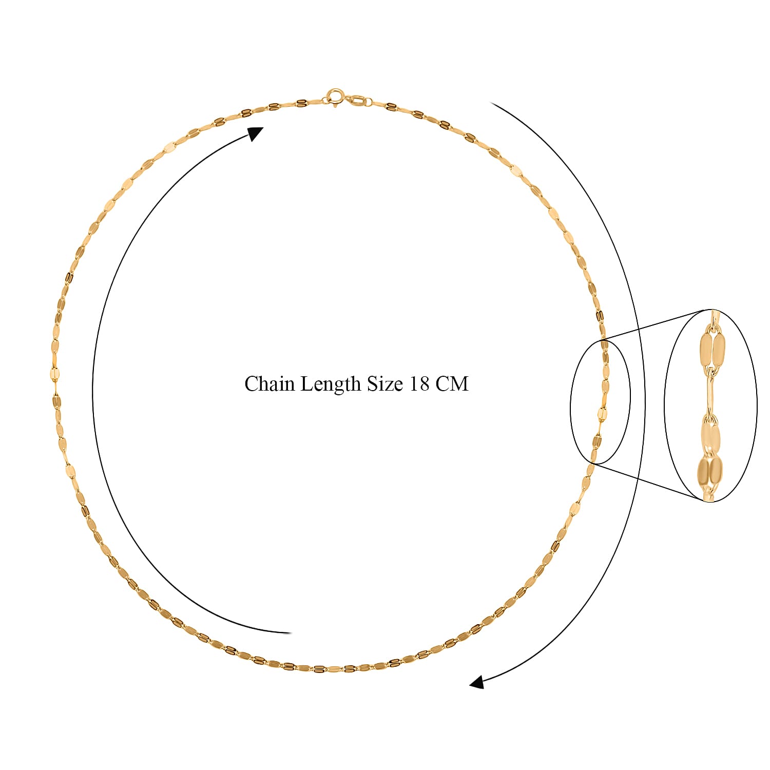 9K Yellow Gold Chain (Size - 18), Gold Wt.1.5 Gms 9K Yellow Gold Chain (Size - 18), Gold Wt.1.5 Gms