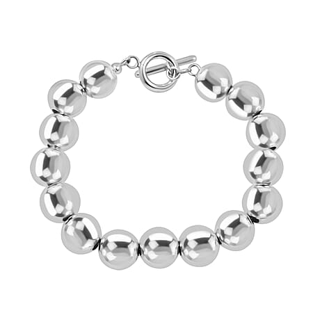 Silver 12 MM Bracelet with T-Bar Clasp 8 Inch Polished, 14.8 Gms