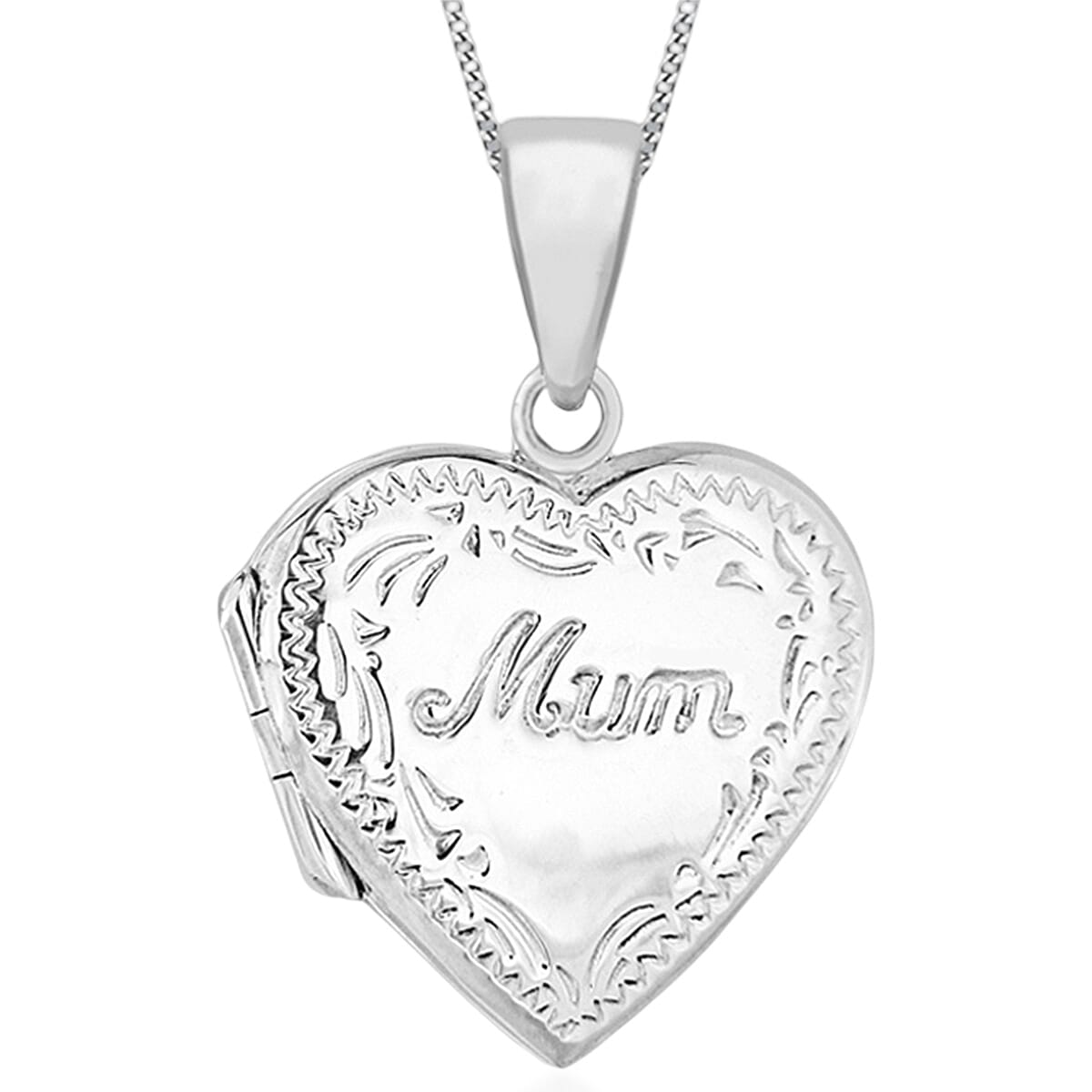 Mothers Day Gift Idea - Heart Shape Mum Locket Pendant in Sterling Silver