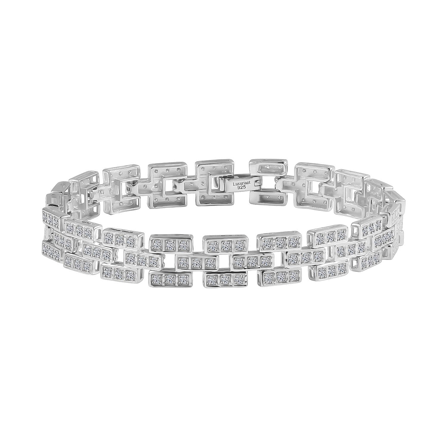 Luxuriant (SI-GH) Lab Grown Diamond Bracelet (Size 7.5) in Rhodium Overlay Sterling Silver 1.98 Ct, Silver Wt. 15.64 Gms.