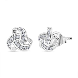 Lab Grown Diamond Knot Earring in Sterling Silver
