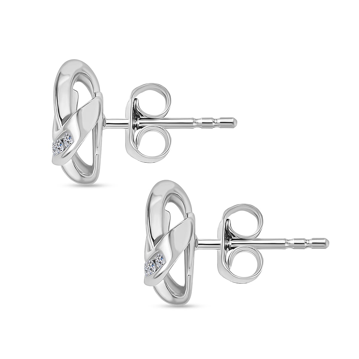Lab Grown Diamond (SI G-H)Knot Earring in Rhodium Overlay Sterling Silver. Total Wt 0.30 Cts