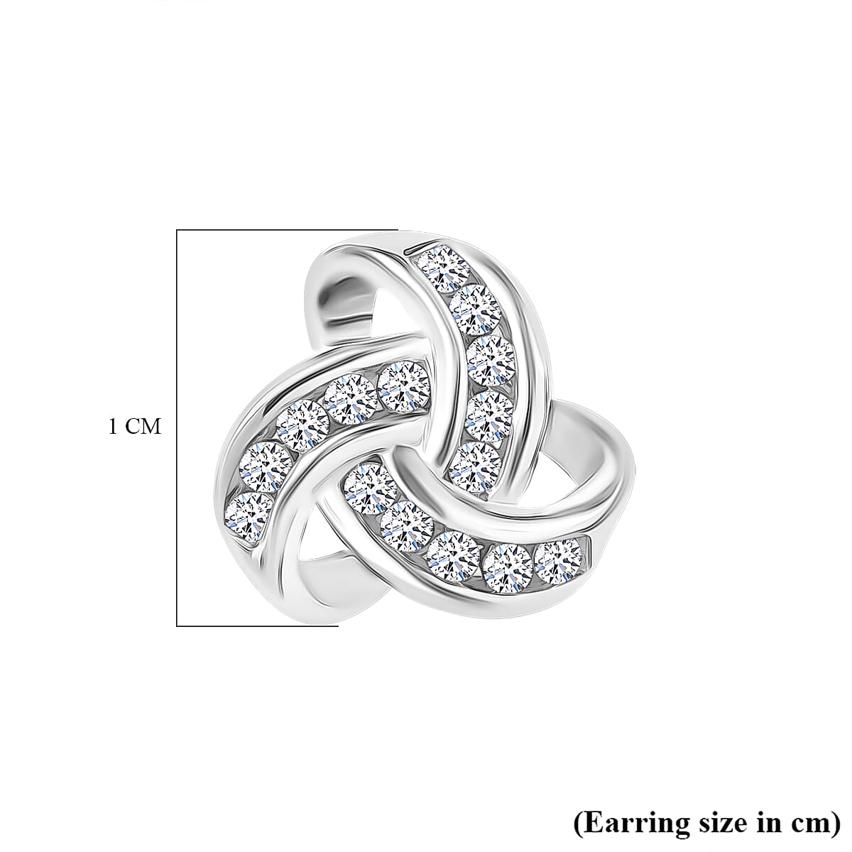 Lab Grown Diamond (SI G-H)Knot Earring in Rhodium Overlay Sterling Silver. Total Wt 0.30 Cts