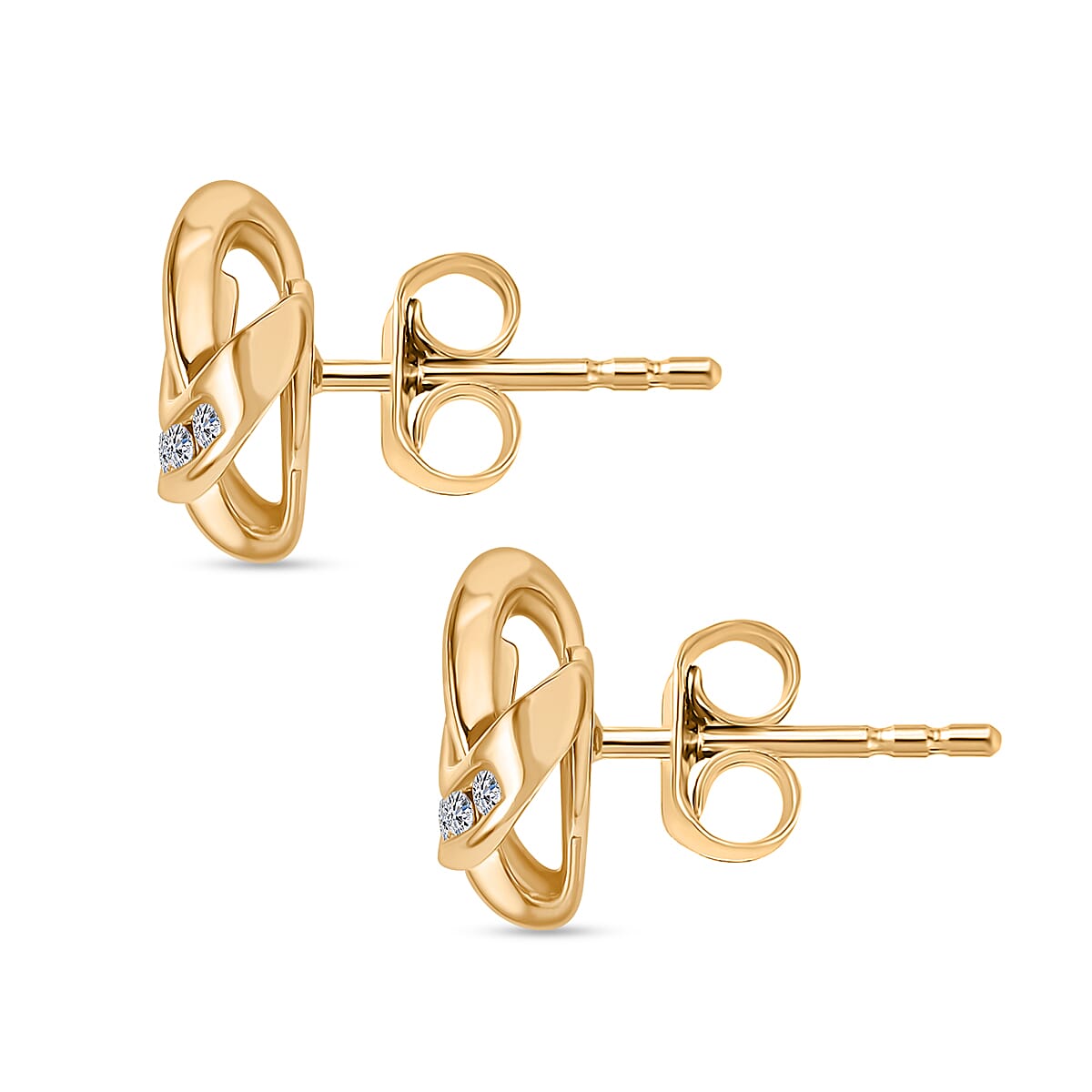 Lab Grown Diamond (SI G-H)  Knot Earring in 18K Gold Vermeil Sterling Silver. Total Wt 0.30 Cts