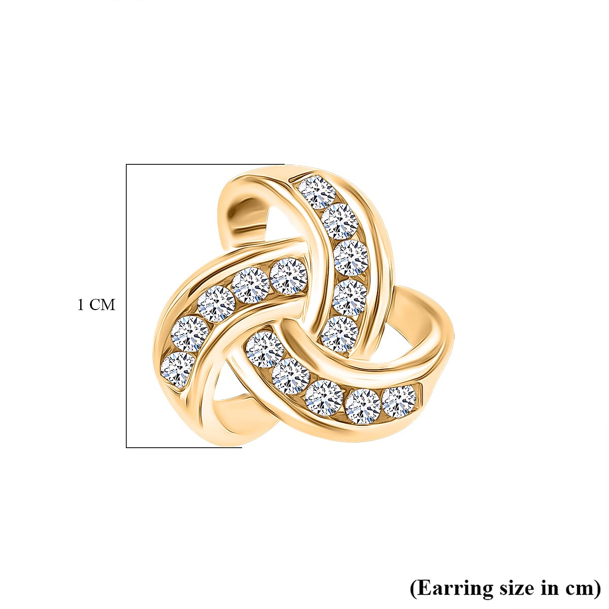 Lab Grown Diamond (SI G-H)  Knot Earring in 18K Gold Vermeil Sterling Silver. Total Wt 0.30 Cts