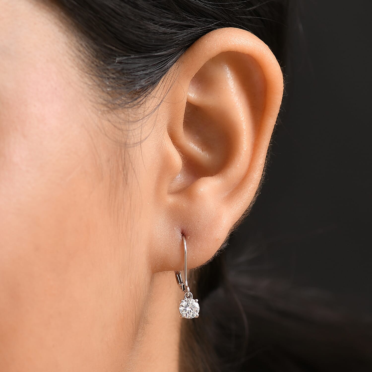 Luxuriant 950 Platinum SGL Certified Lab Grown Diamond (VS-EF) Drop Earring with Lever Back 1.00 Ct, Platinum Wt. 2.19 Gms.