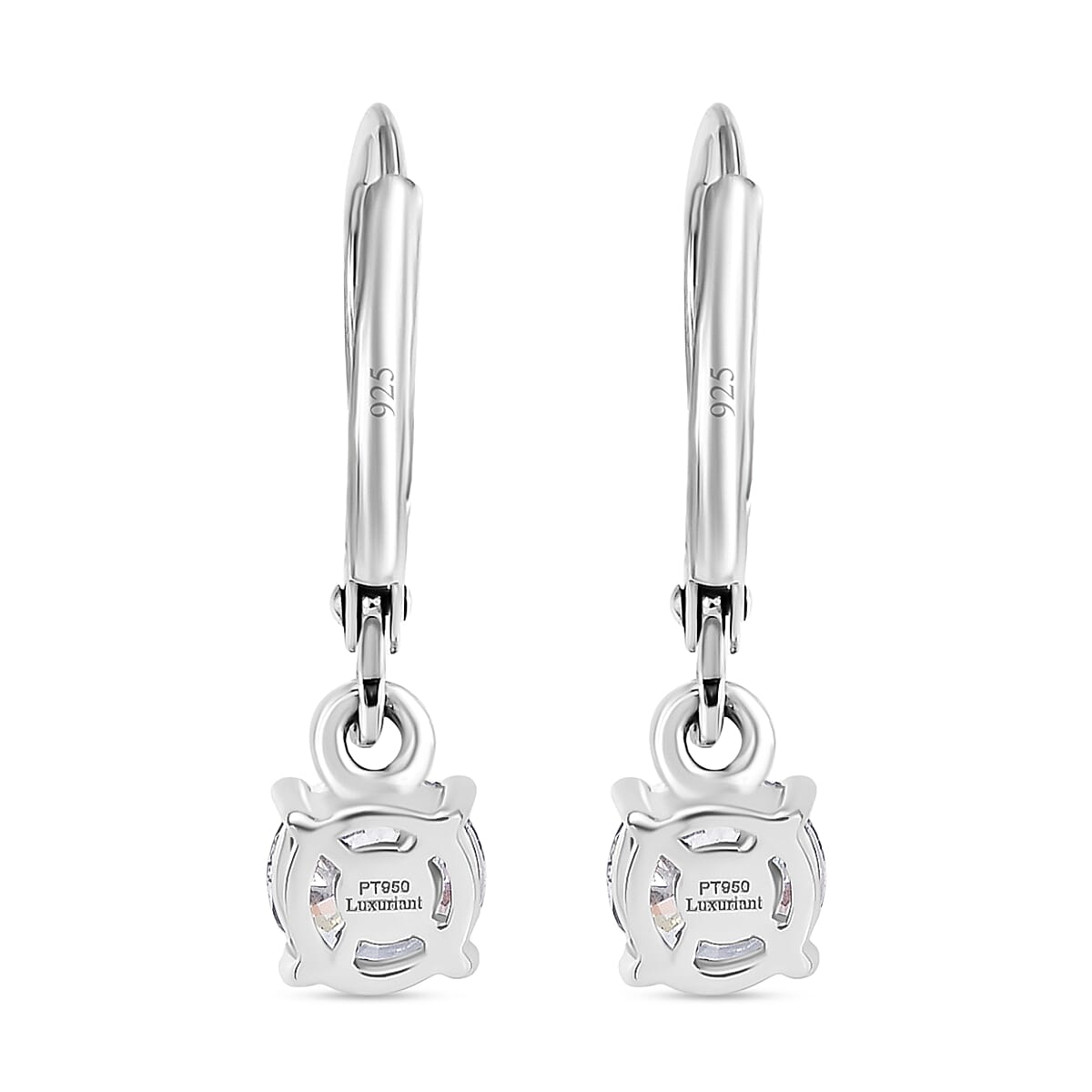 Luxuriant 950 Platinum SGL Certified Lab Grown Diamond (VS-EF) Drop Earring with Lever Back 1.00 Ct, Platinum Wt. 2.19 Gms.