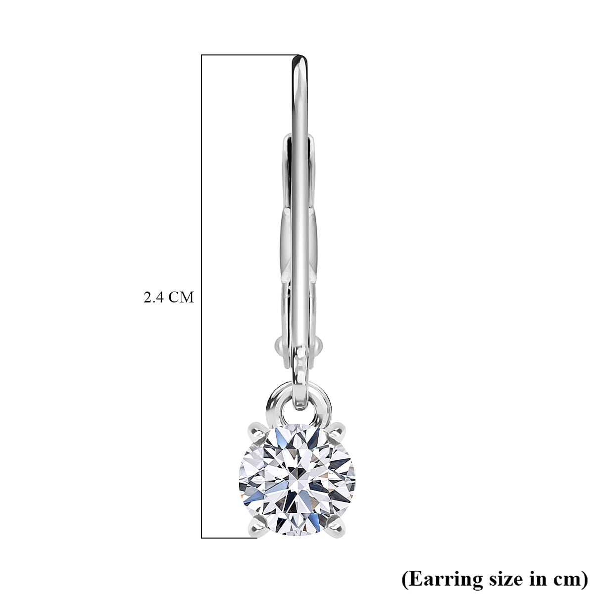 Luxuriant 950 Platinum SGL Certified Lab Grown Diamond (VS-EF) Drop Earring with Lever Back 1.00 Ct, Platinum Wt. 2.19 Gms.